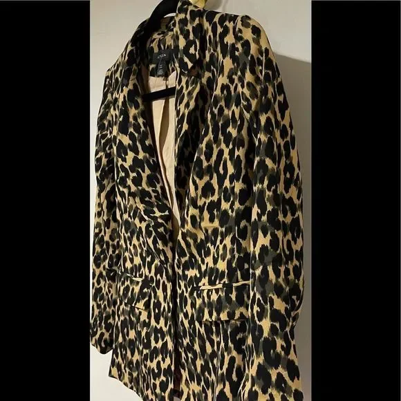 New Halogen Nordstrom Taupe Animal Print Leopard One Button Blazer XXS Petite - Picture 6 of 12